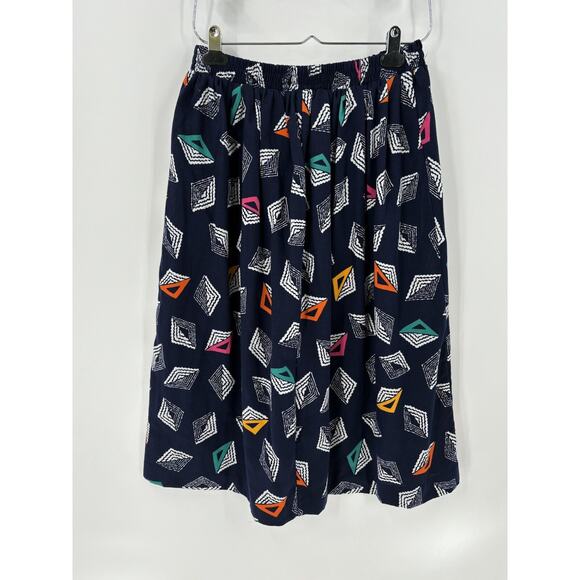 Via Sant Andrea Vintage Skirt Set Womens 12 Petite Blue Cropped Button Front Top - Picture 5 of 16